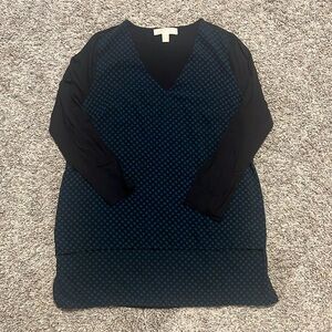 Michael Kors 3/4 sleeve blouse.  Medium. Black/turquoise.